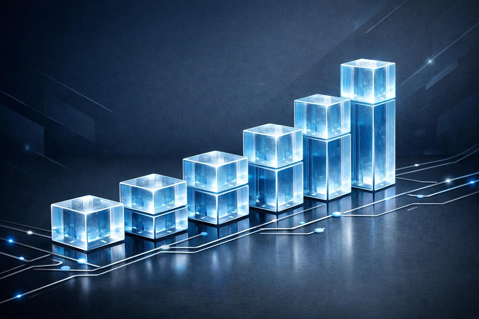 Digital representation of managed IT services driving business financial growth and stability.