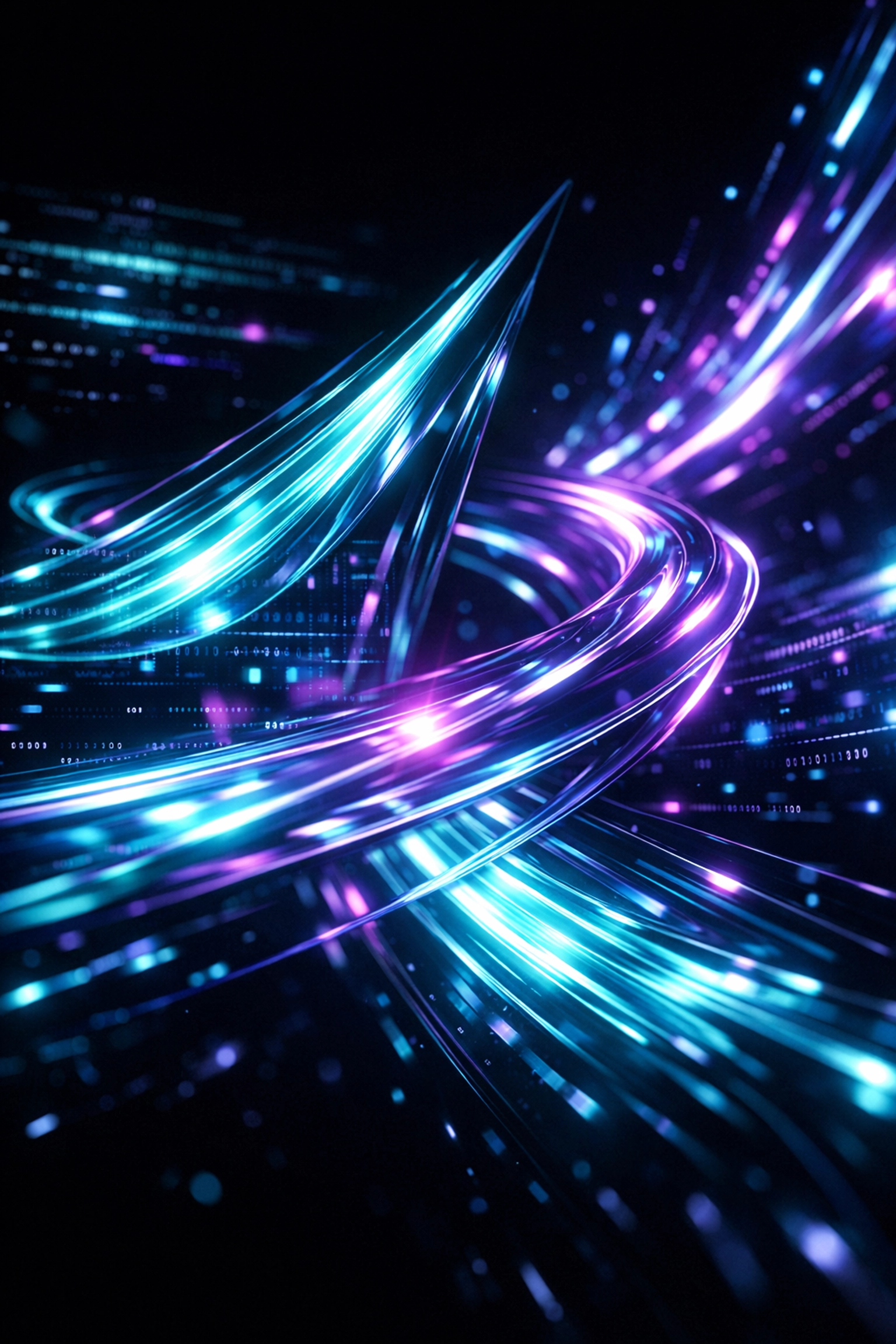 Abstract neon light trails representing kinetic typography and fluid motion in innovative web design.