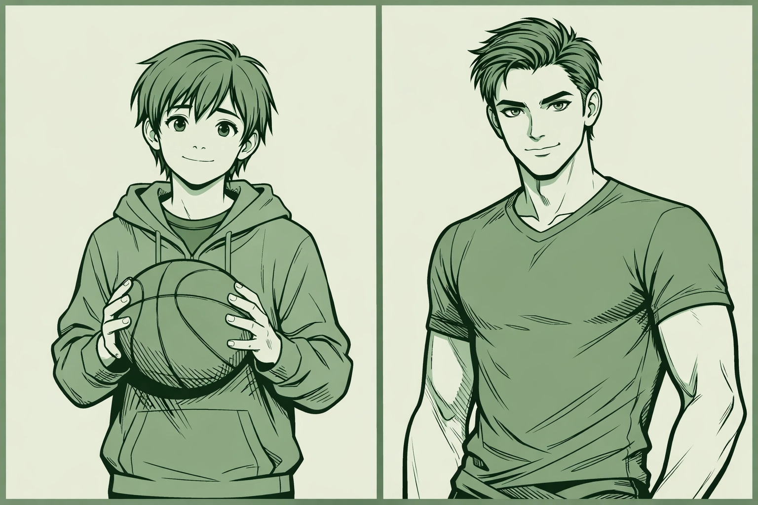 Young man's transformation from innocent boy to confident adult in MM age gap romance story