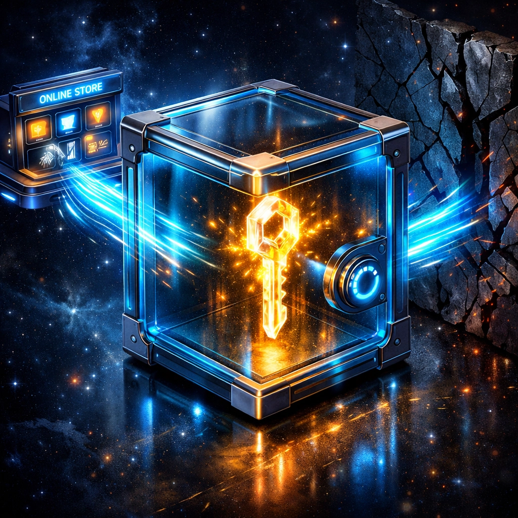 Secure self-custody merchant account vault protecting digital assets and private keys from banking restrictions.