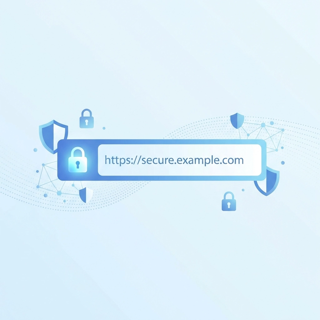 Illustration of a secure browser bar with a padlock icon, symbolizing website security and user trust