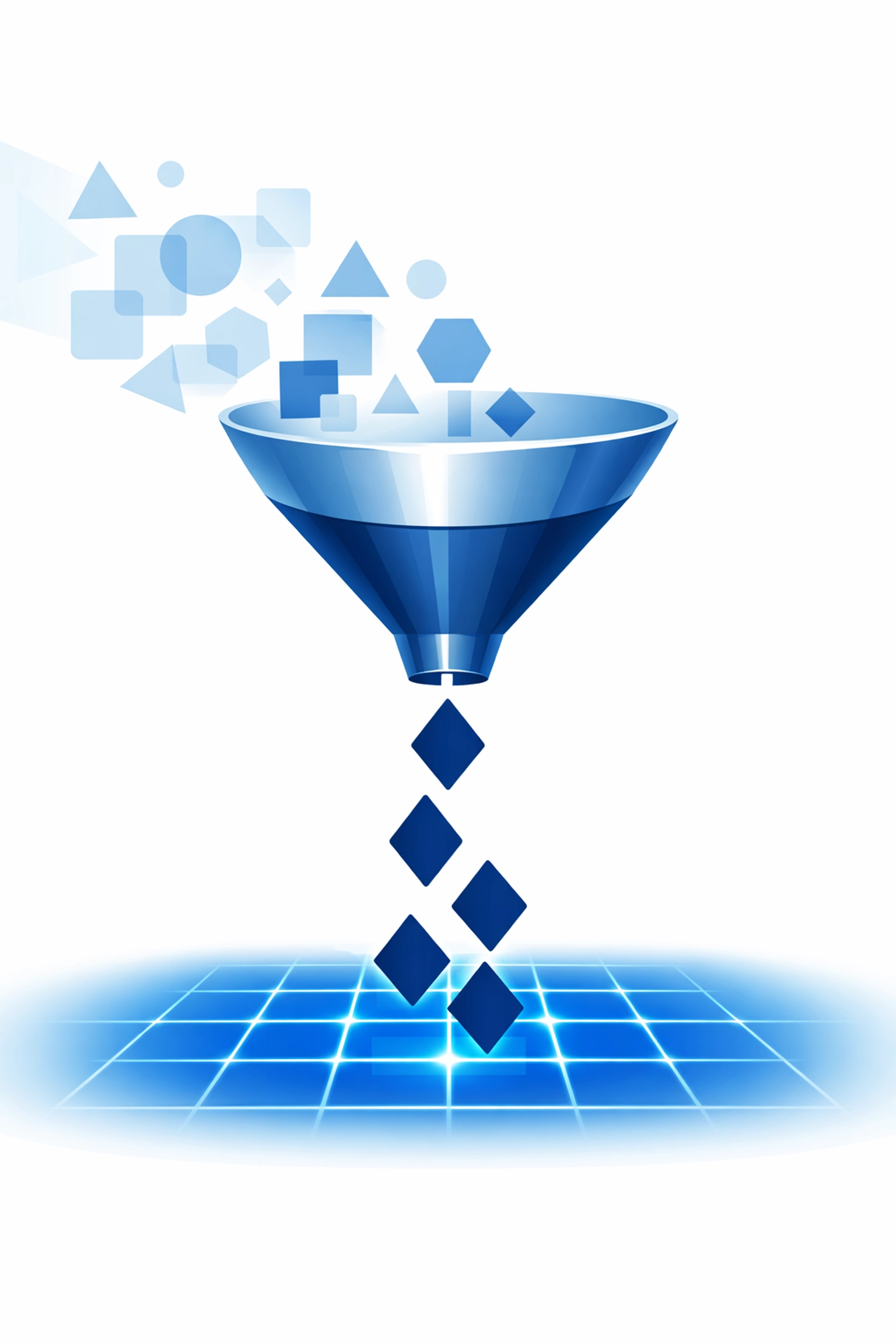 Illustration of a digital filtration system representing click-based conversion optimization for Google Ads