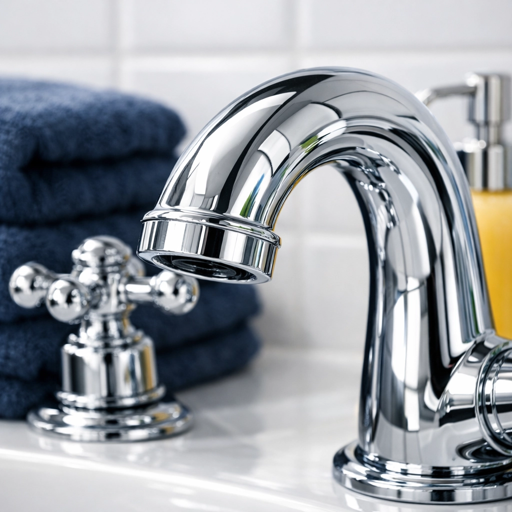 Polished bathroom fixture and sanitized surfaces after intensive deep cleaning Lowell.