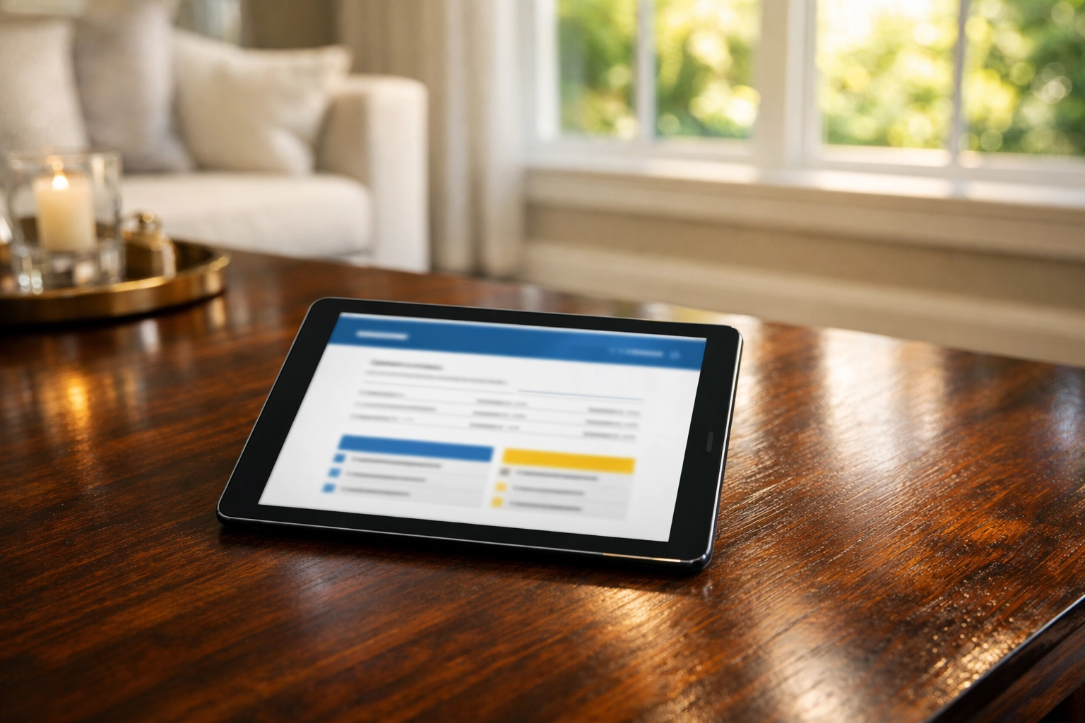 Detailed cleaning service quote for a Hingham home displayed on a digital tablet.