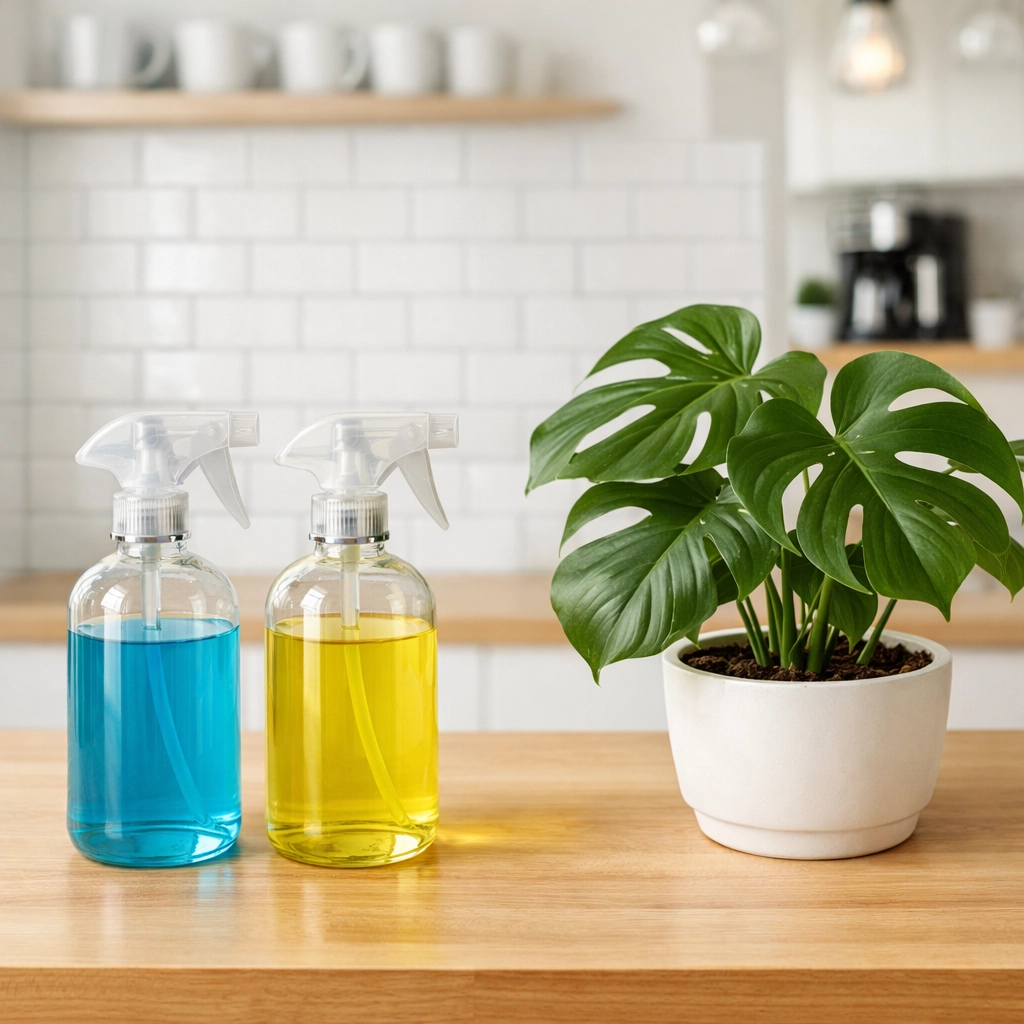 Eco-friendly office cleaning in Grafton featuring green cleaning supplies in a modern workplace breakroom.