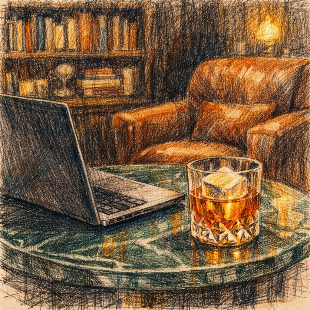 Modern hotel lounge space designed for bleisure travelers with a marble table and library setting.