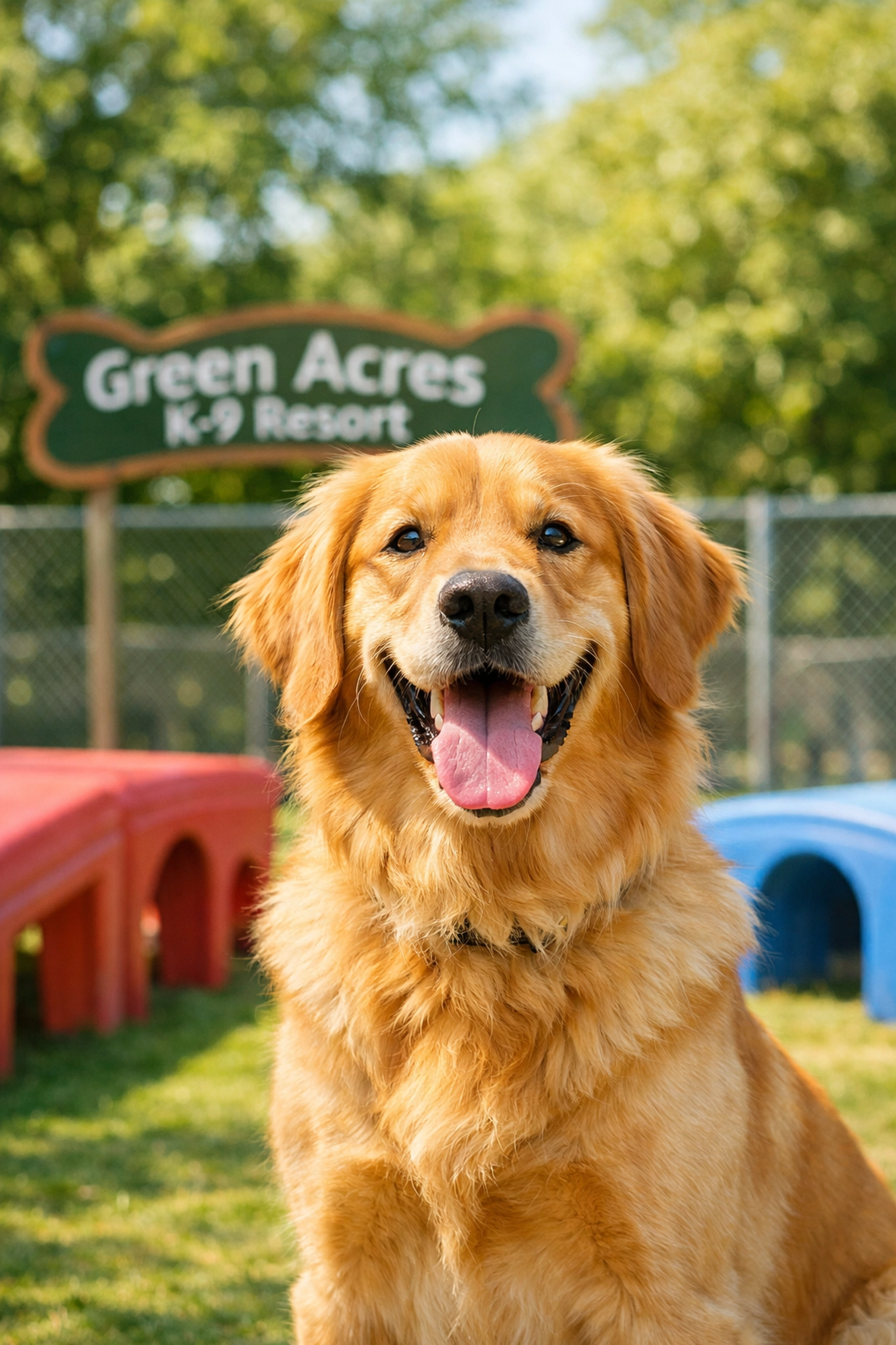 Healthy Golden Retriever at Green Acres K-9 Resort Boring Oregon showing benefits of holistic care and fresh diet.