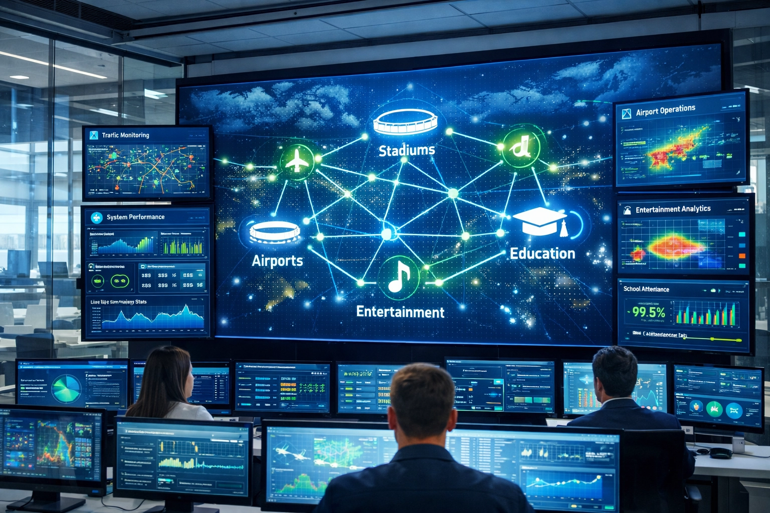 Sports advertising network analytics dashboard showing unified cross-platform performance metrics