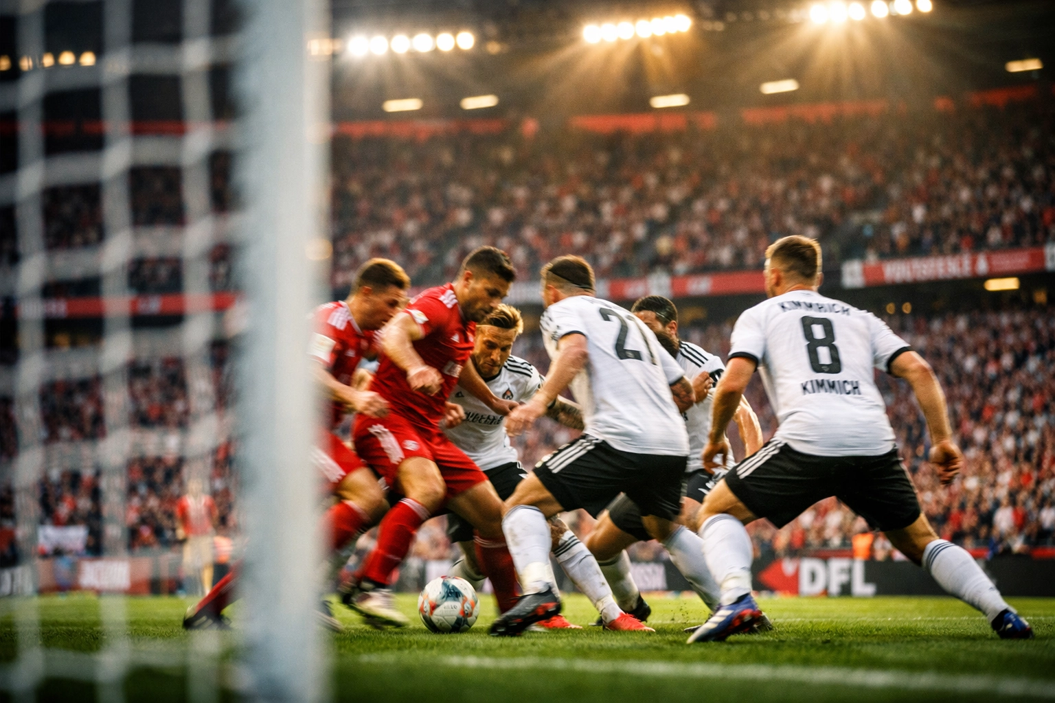 Bundesliga Mittelfeldzweikampf zwischen Leverkusen und Leipzig Spielern