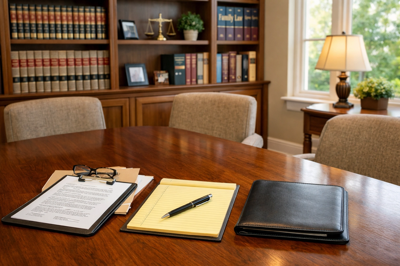 Orange County child support attorney office prepared for client consultation