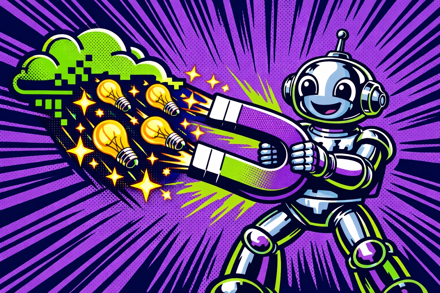 AI sales robot using a magnet to attract high-quality leads for automated business growth.