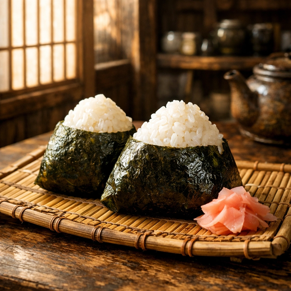 Handmade onigiri rice balls in a traditional Asakusa shop, among the top photography locations in Japan.