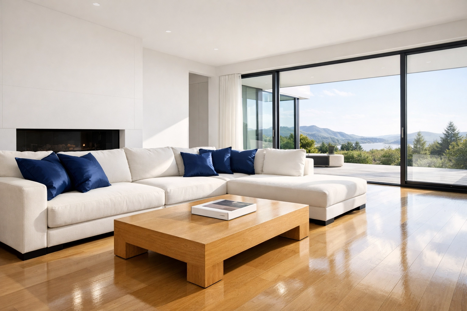 Clean and organized Marlborough living room highlighting the stress-free benefits of weekly house cleaning.