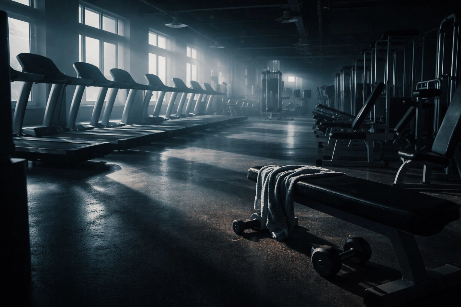 Empty gym with unused equipment highlighting crowded fitness centers’ drawbacks for personal training