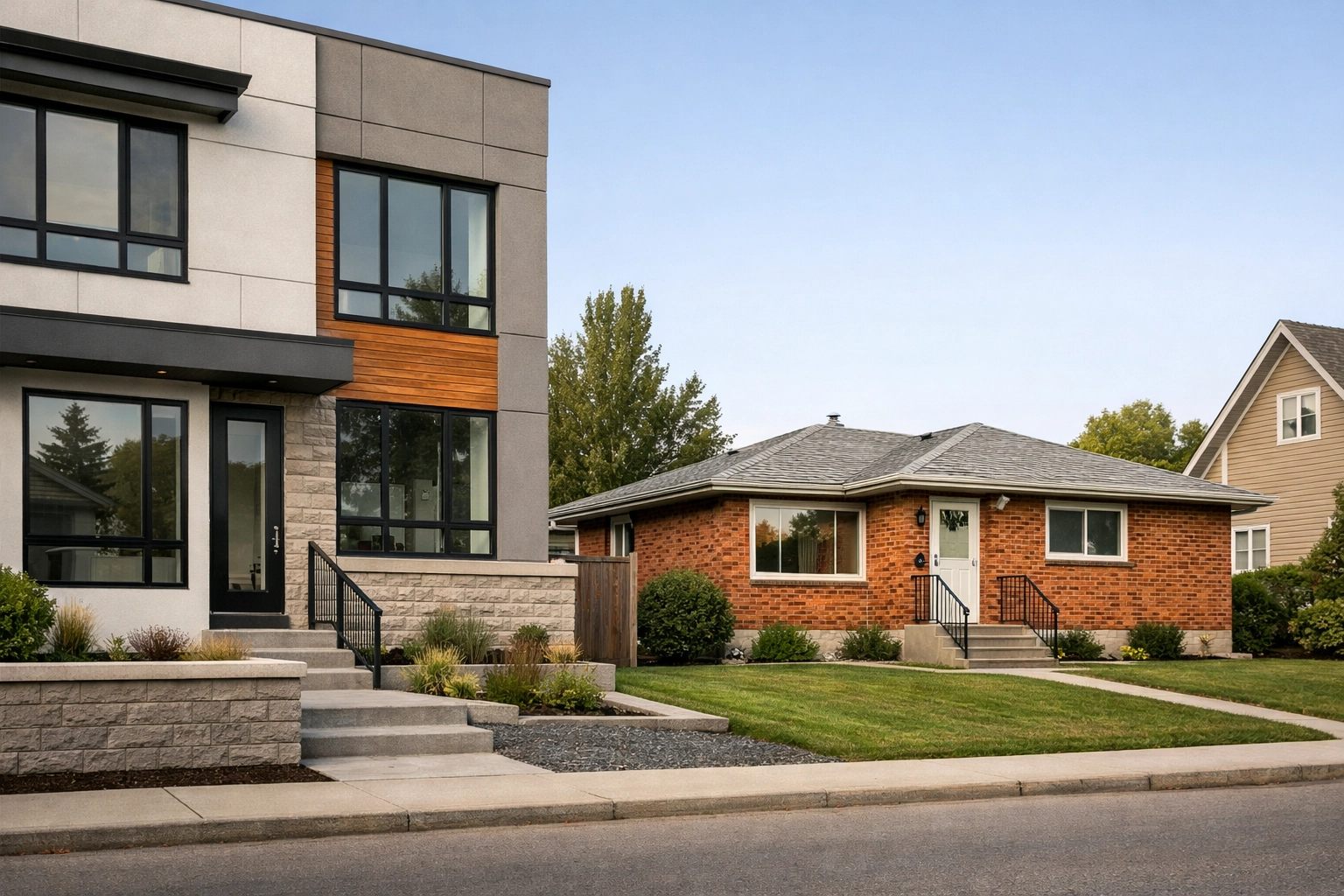 Diverse Edmonton residential properties like townhouses and bungalows that influence home inspection costs.