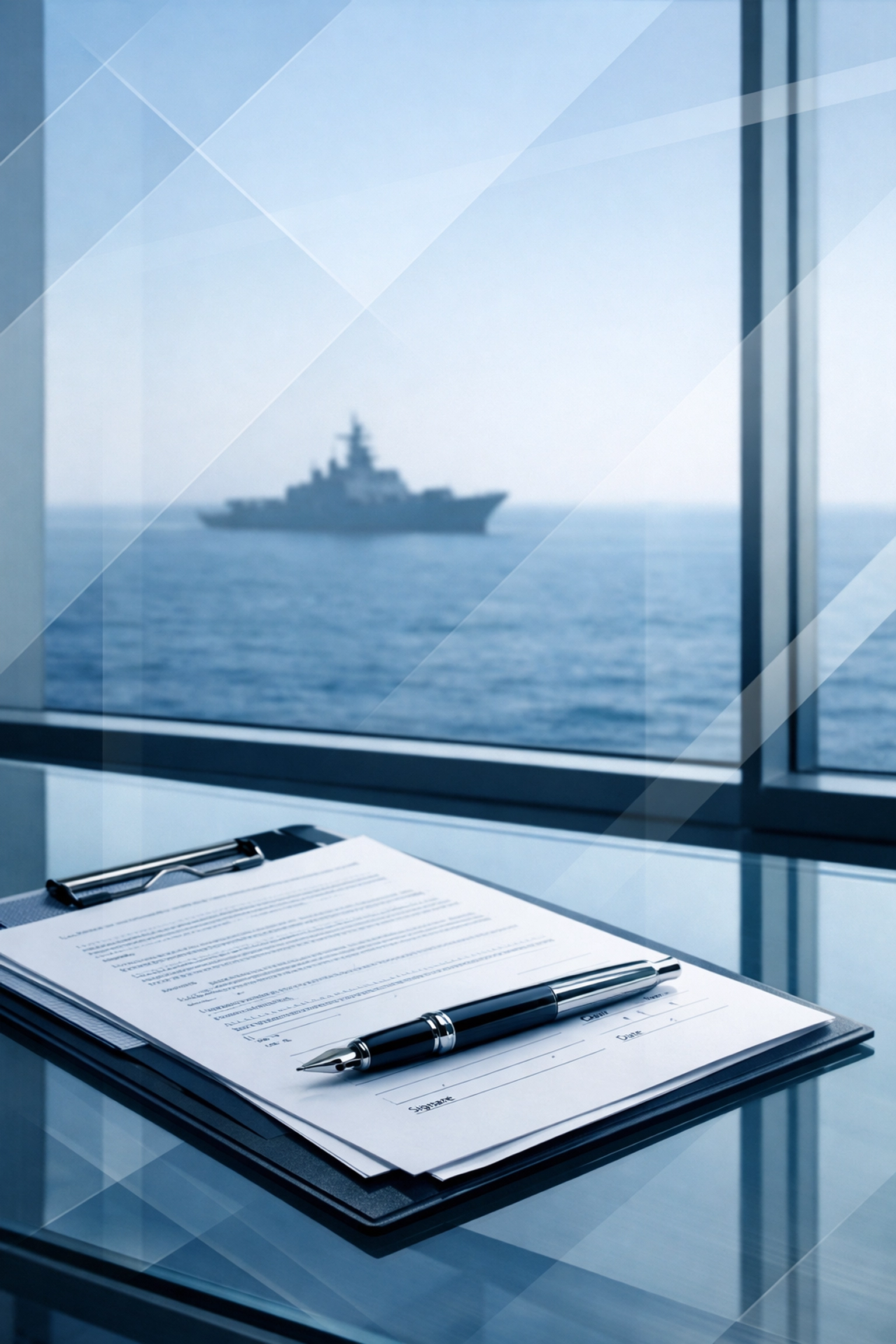 Legal documents on a desk overlooking the Chesapeake Bay, representing military divorce representation in Hampton Roads.