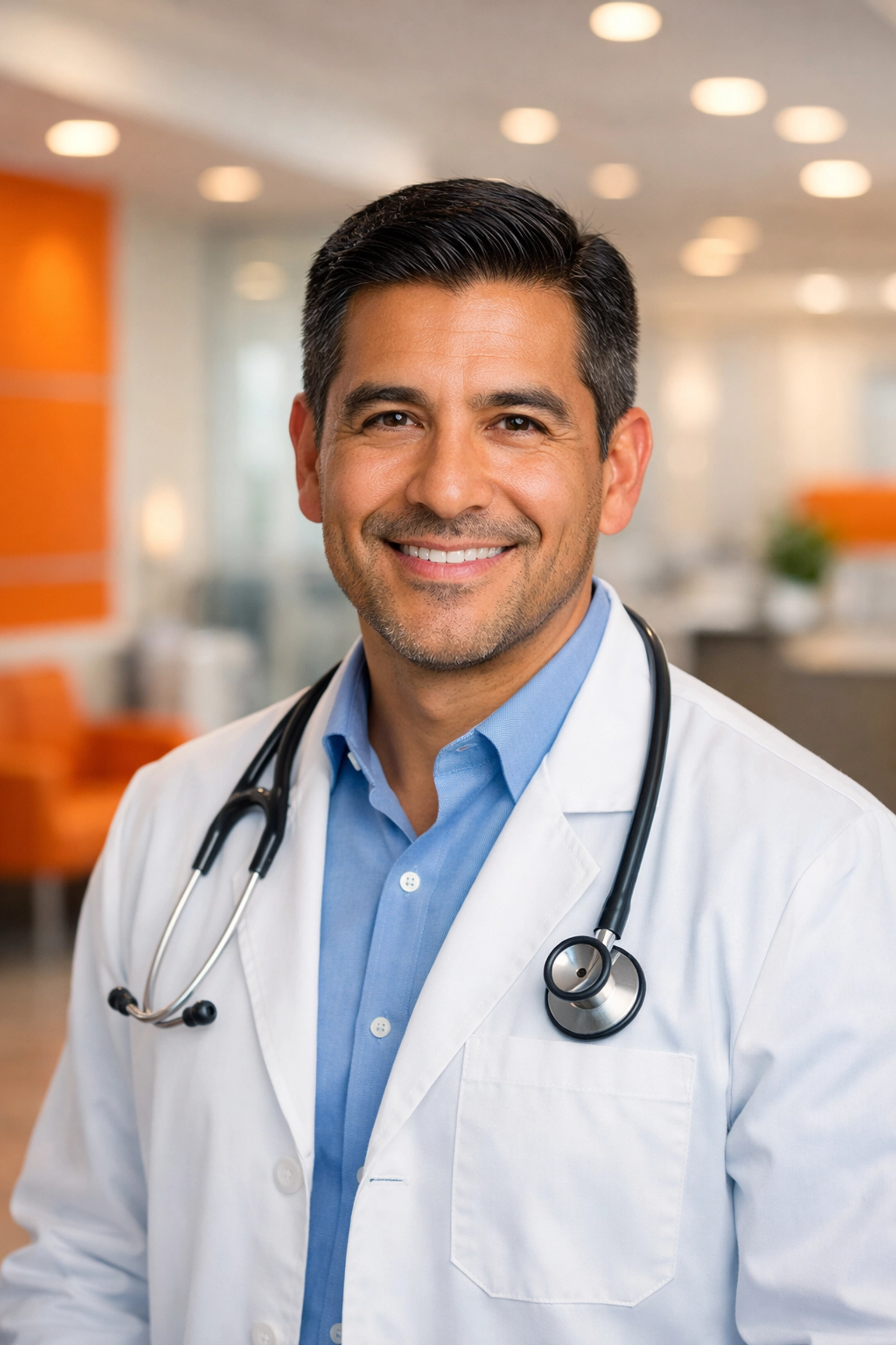 A professional physician in a modern hospital representing high-quality locums and permanent placements.