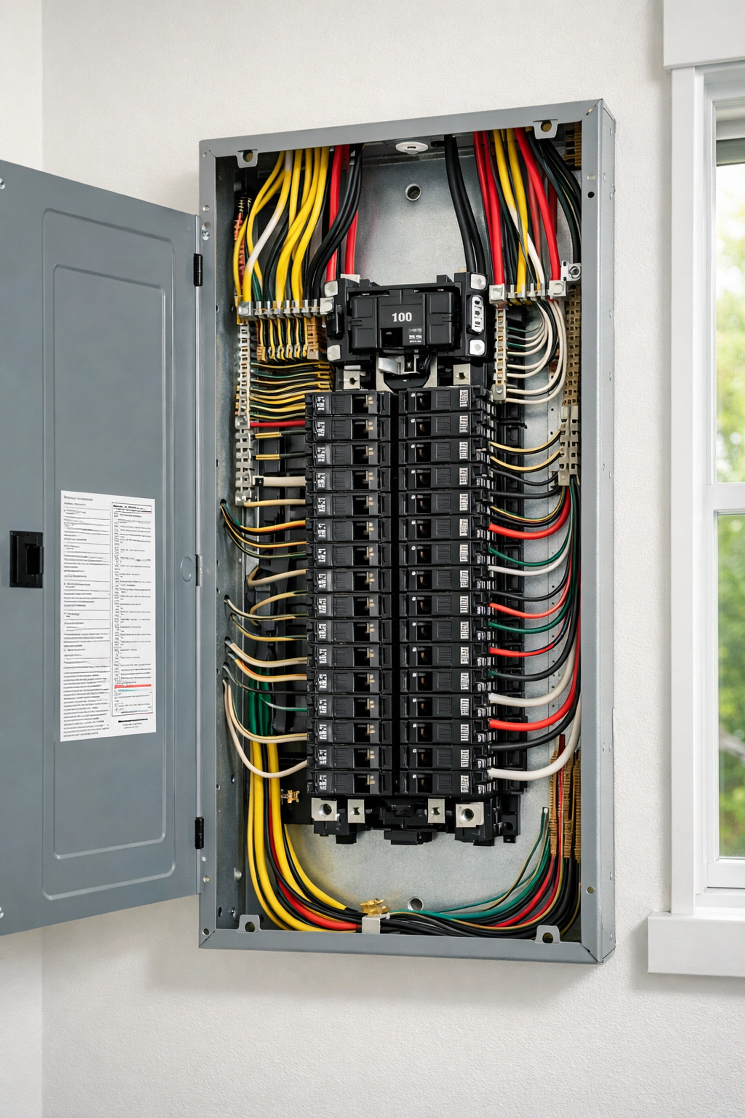Professional electrical panel installation by Maine electrician showing code-compliant wiring