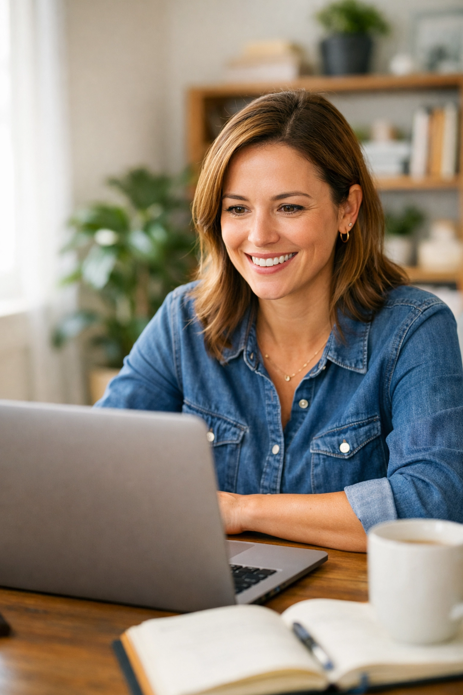 Working professional studying for CLEP exam on laptop at home office