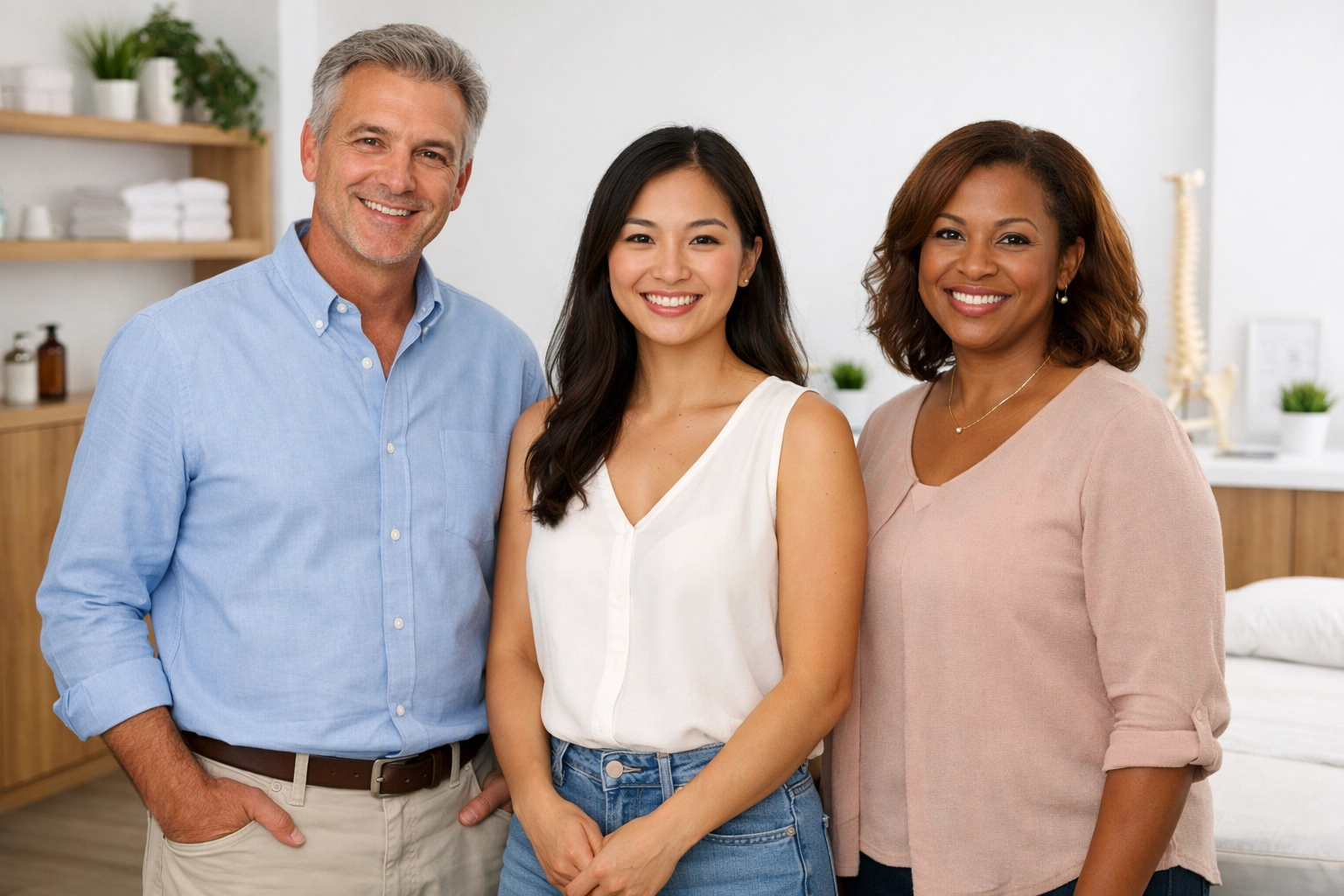 Diverse group of individuals in a professional medical setting representing health program eligibility.