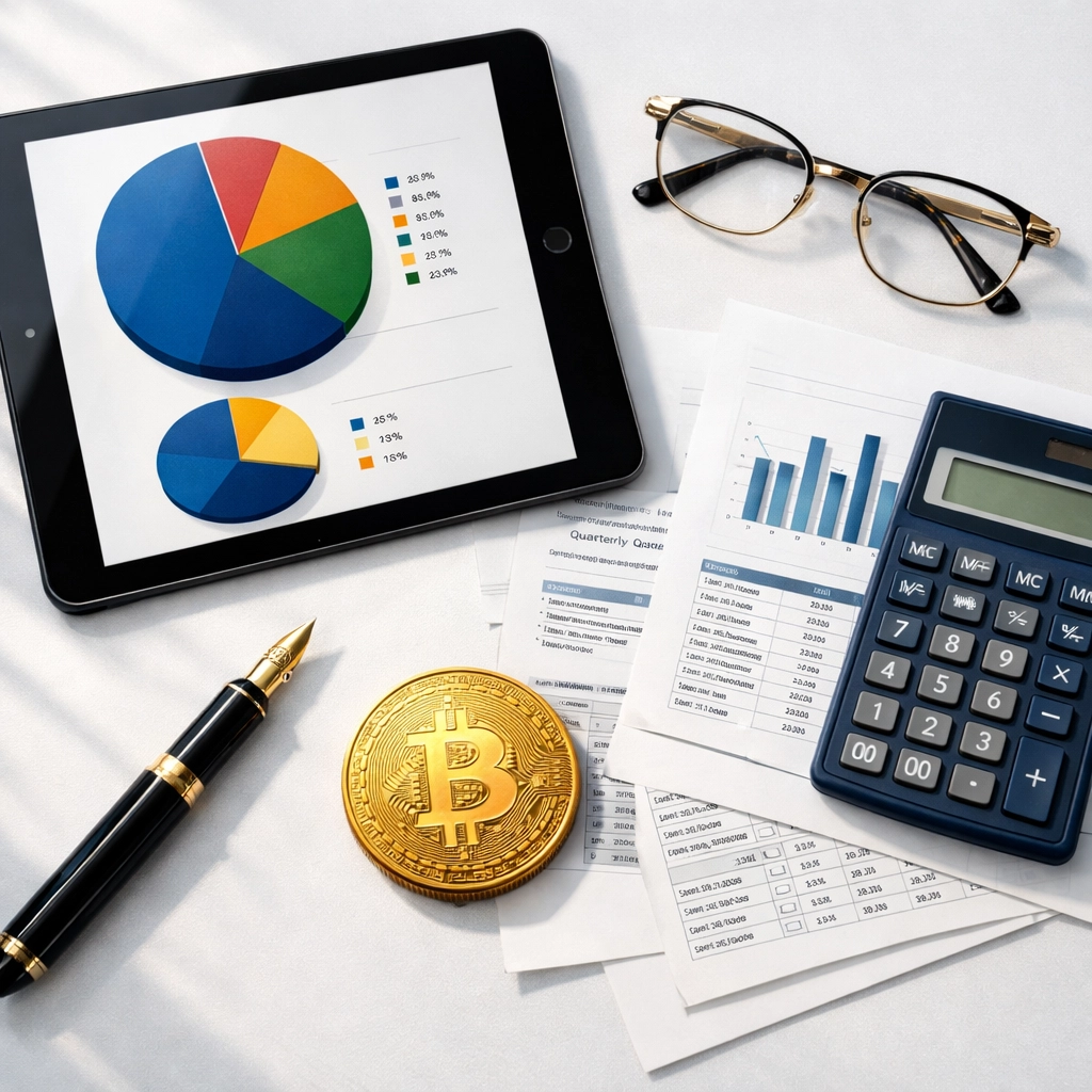 Investment portfolio analysis tools with Bitcoin and traditional asset allocation charts