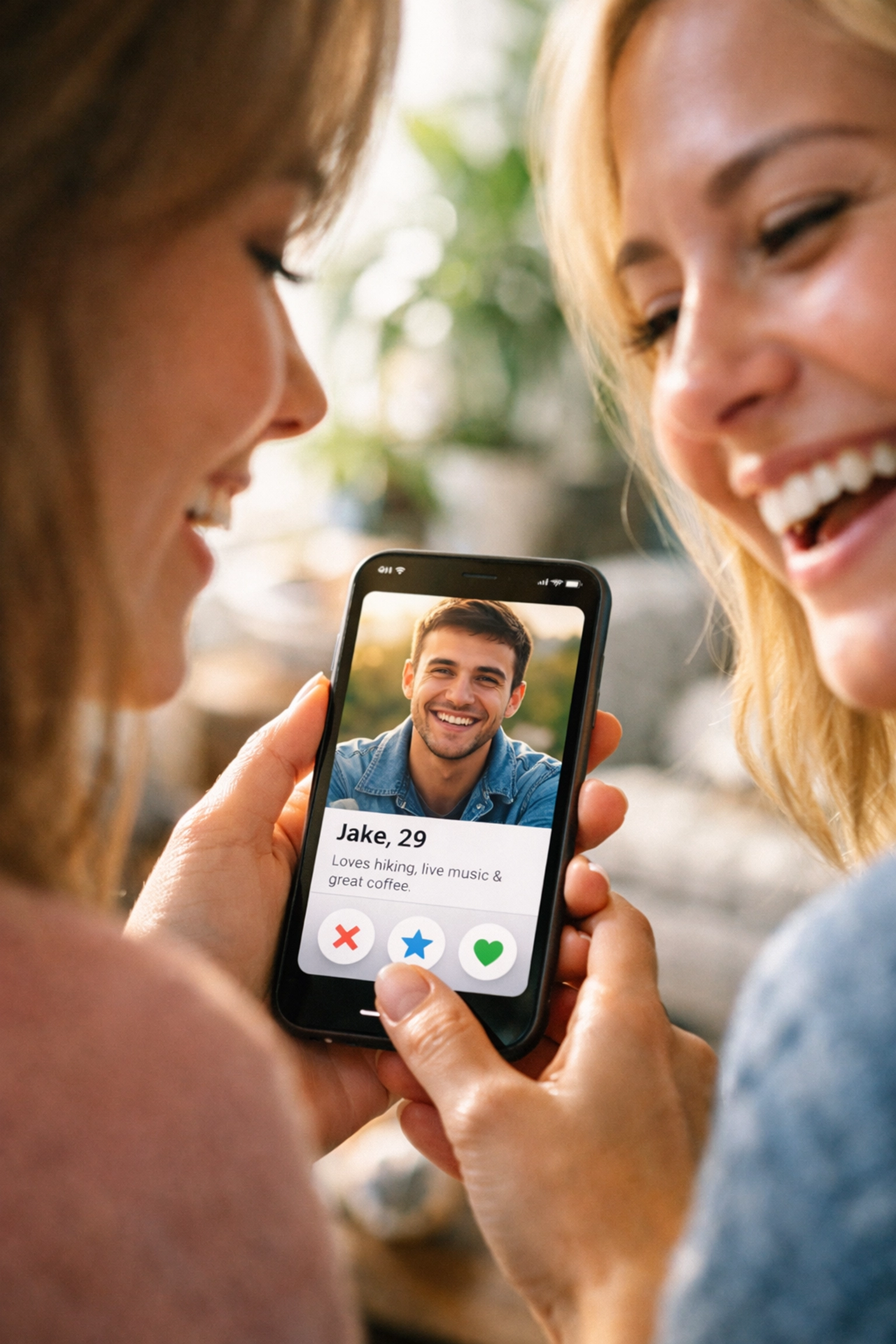 Two friends using a christian mentoring app on a smartphone to track their one to one discipleship progress.