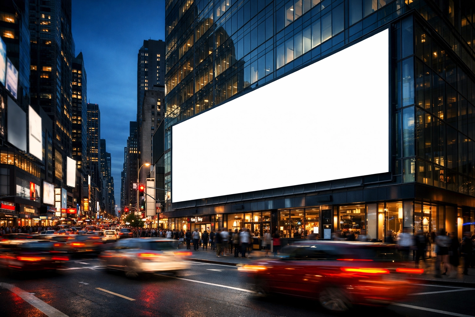 A vibrant digital advertising screen on a city building demonstrating high-impact strategic media visibility.
