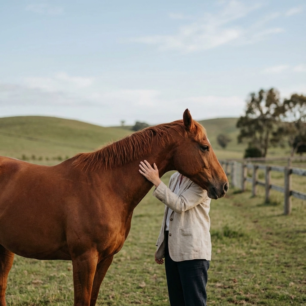 Equine-assisted therapy session in Georgia focusing on emotional regulation and nonverbal feedback