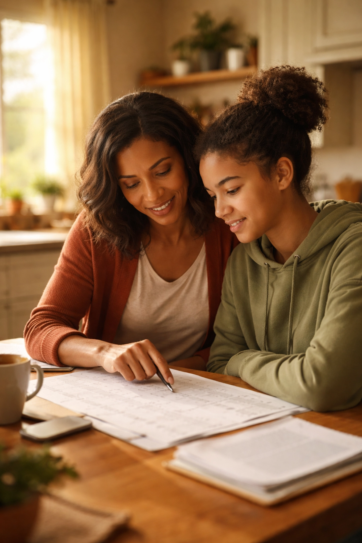 Parent and child review custody paperwork at home, guided by Custody Lawyers Fredericksburg VA during family transitions