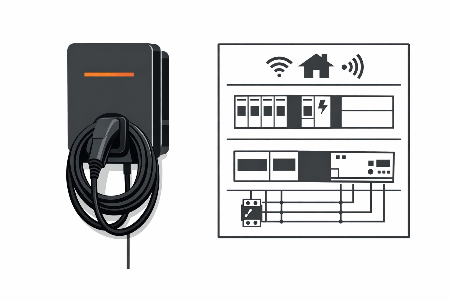 Integrierte Wallbox-Ladestation als Teil einer professionellen Smart Home Installation in Wien.