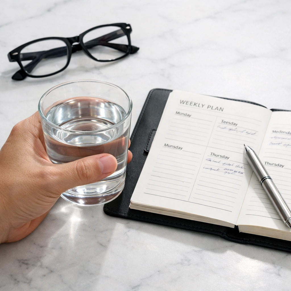 A professional planner on a desk, symbolising the calm clarity and rapport of an ethical sales approach.