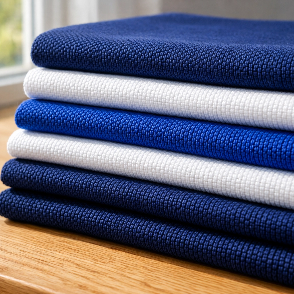 Professional lint-free microfiber cloths stacked and ready for polishing windows and removing streaks without lint.