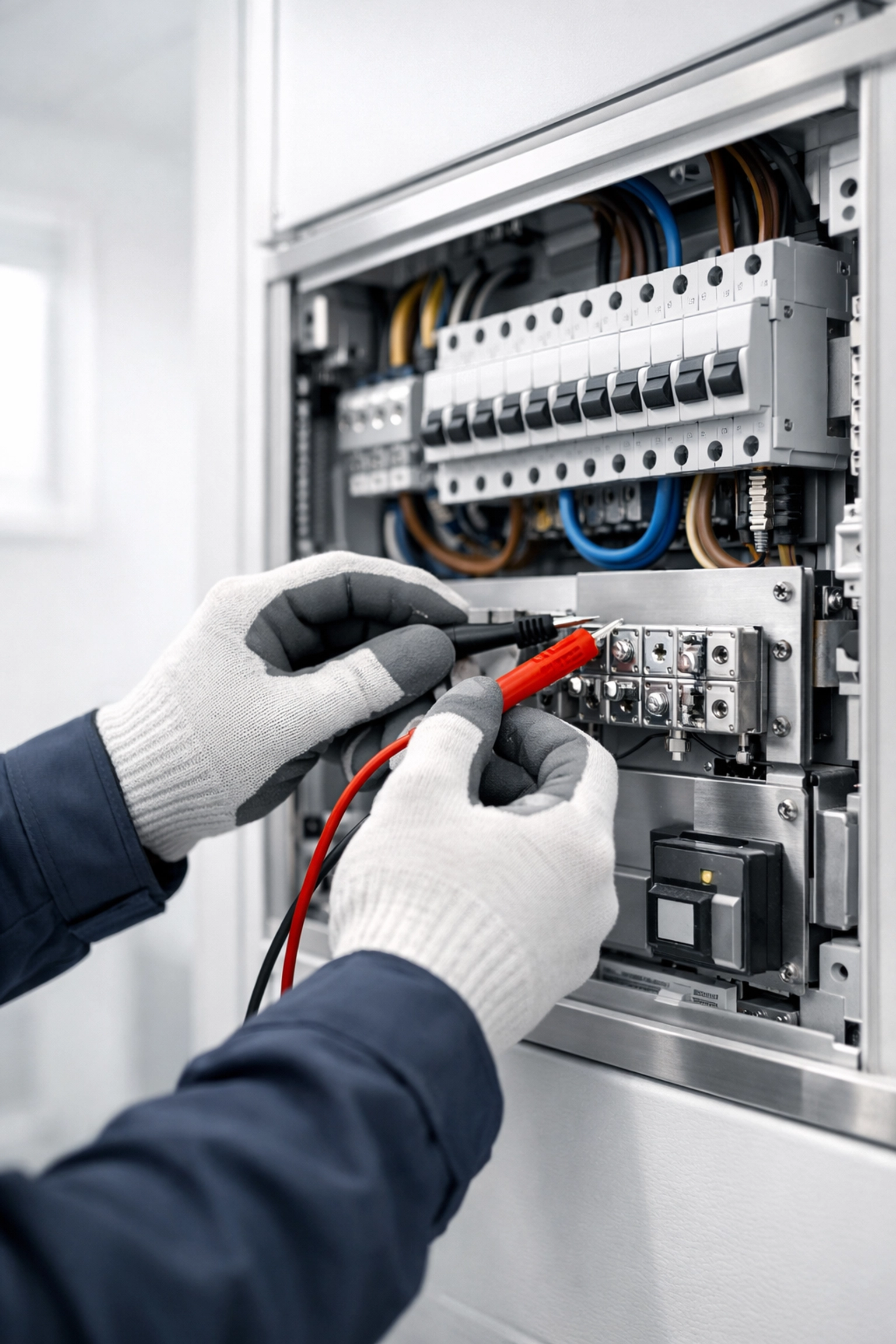 Expert electrician performing an electrical panel inspection for safe EV charging in Arizona.