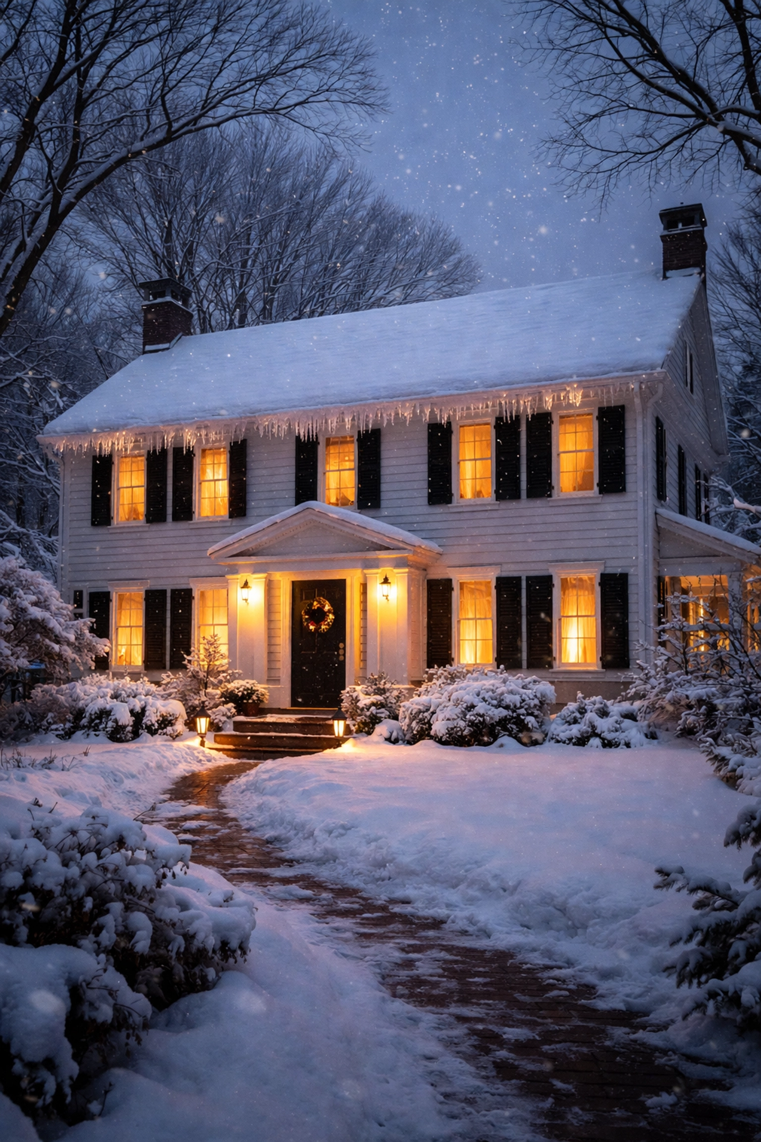 Connecticut home in winter with snow and icicles, highlighting seasonal risks for CT home insurance