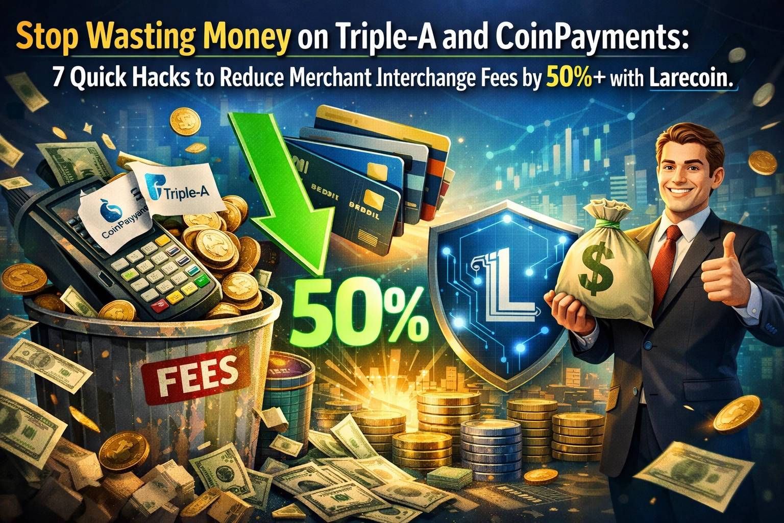 [HERO] Stop Wasting Money on Triple-A and CoinPayments: 7 Quick Hacks to Reduce Merchant Interchange Fees by 50%+ with Larecoin