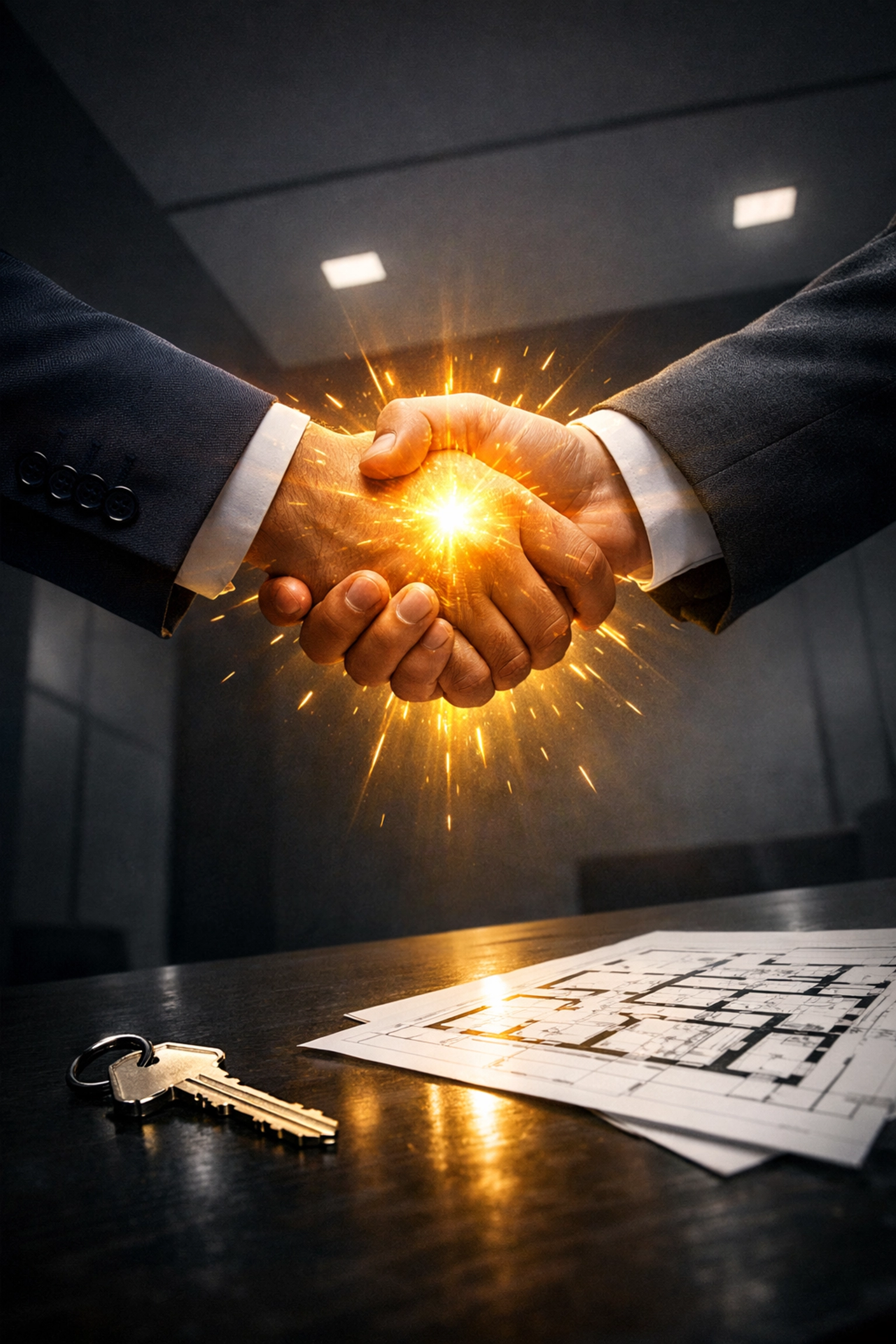 Professional handshake representing human-powered real estate lead nurturing and building trust to close deals.