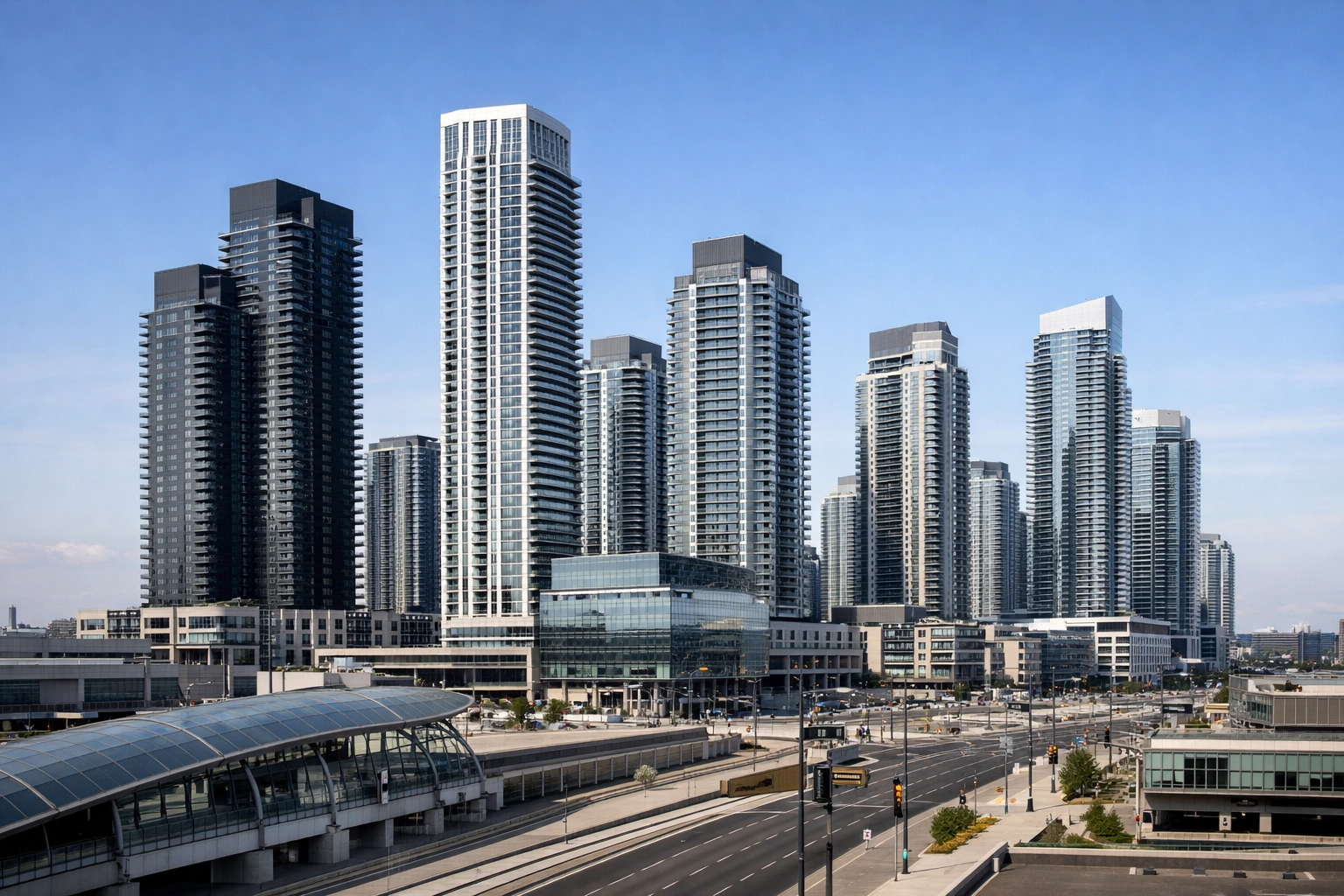 VMC skyline and transit-oriented condo district in Vaughan