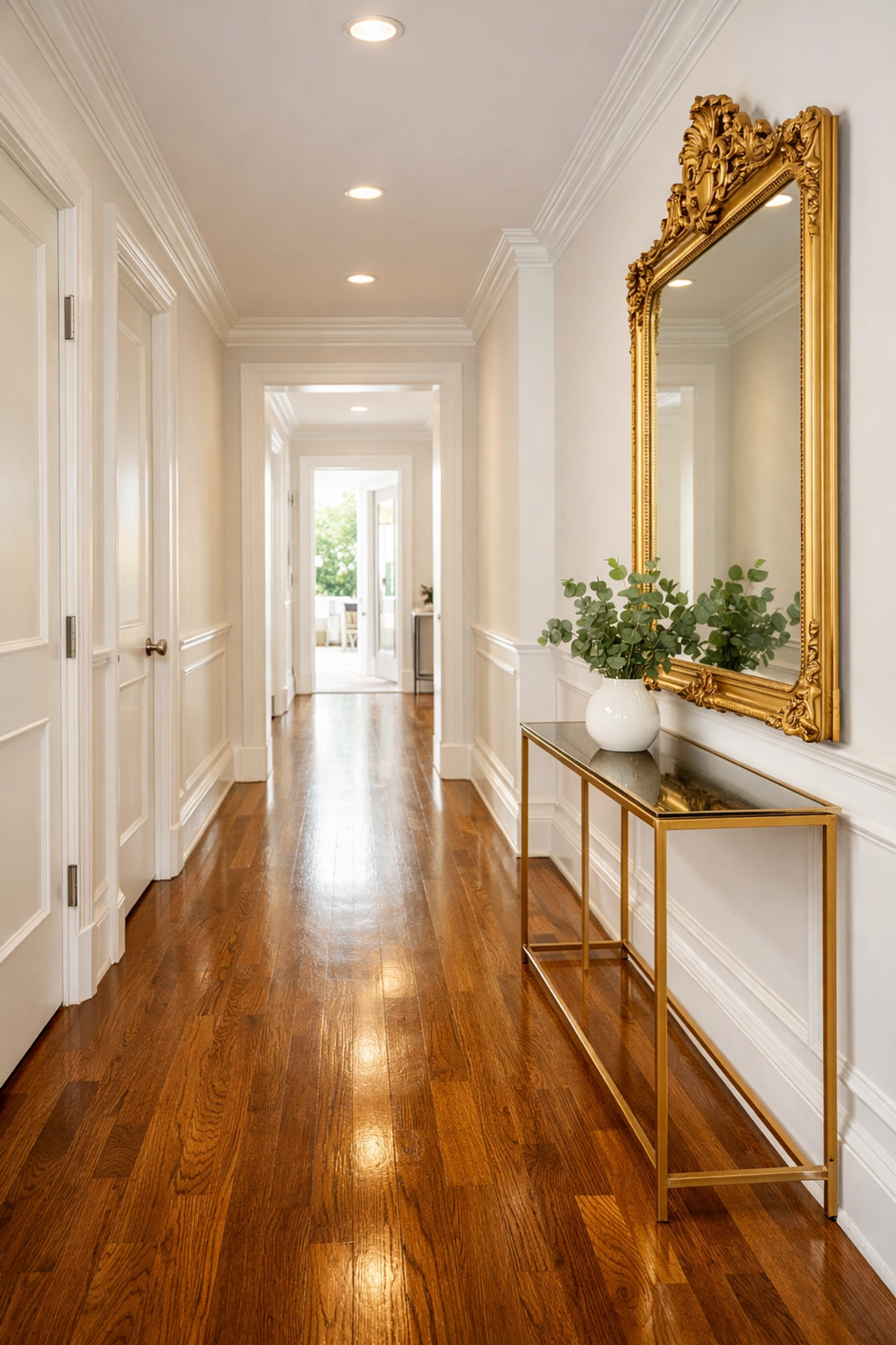 Immaculate rental property hallway demonstrating excellent property condition