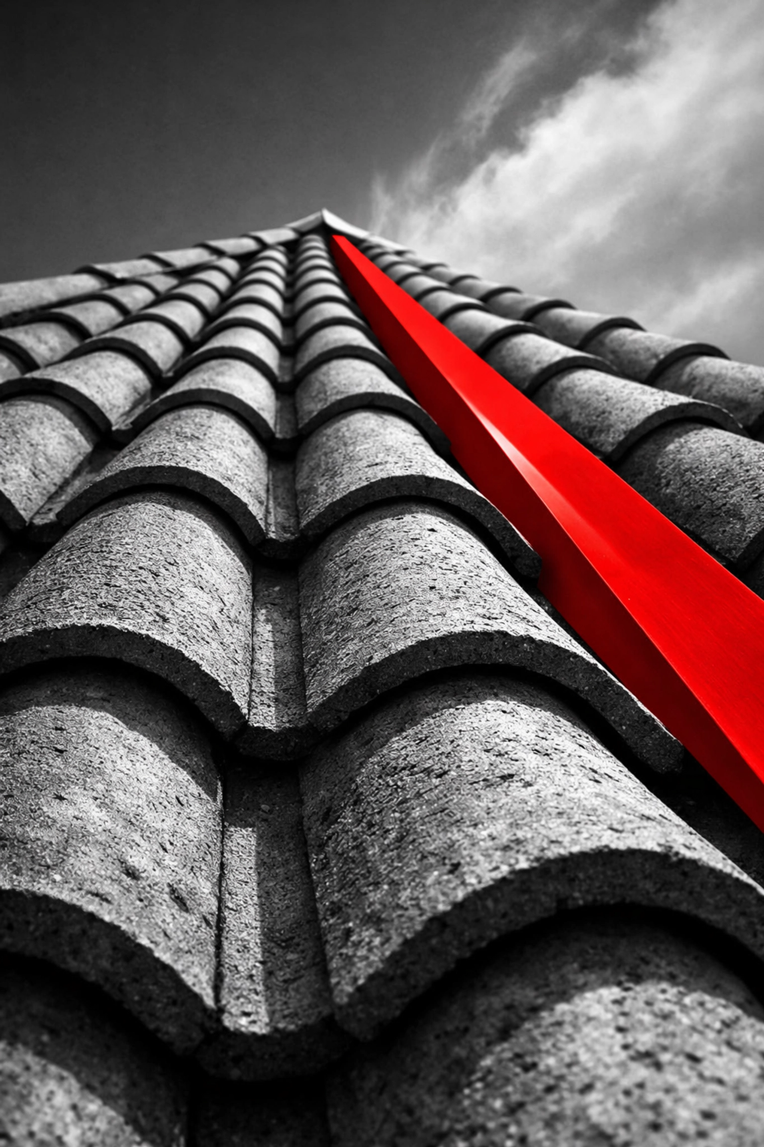 Close-up of interlocking terra cotta clay tiles showing the S-curve design used by some roofing companies in Salisbury MD.