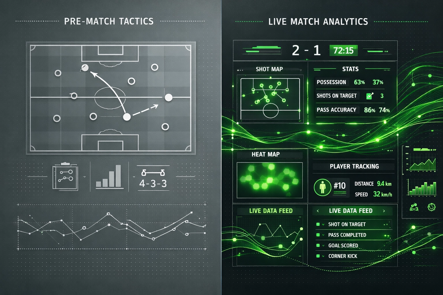 Comparison of traditional pre-match tactics versus live AI betting data analysis dashboard