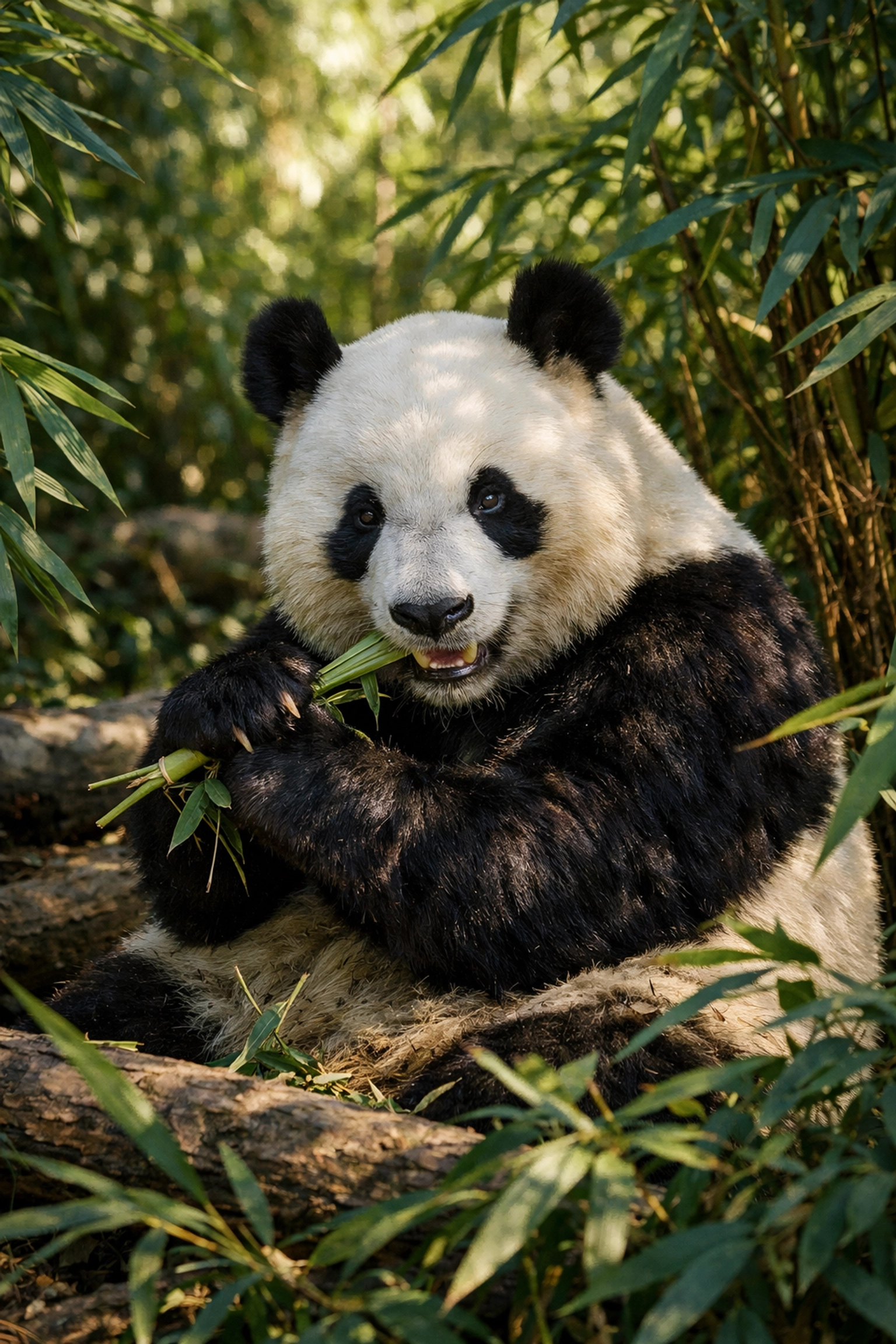 Giant panda in a bamboo forest, representing high-quality wildlife photography that drives donor engagement.