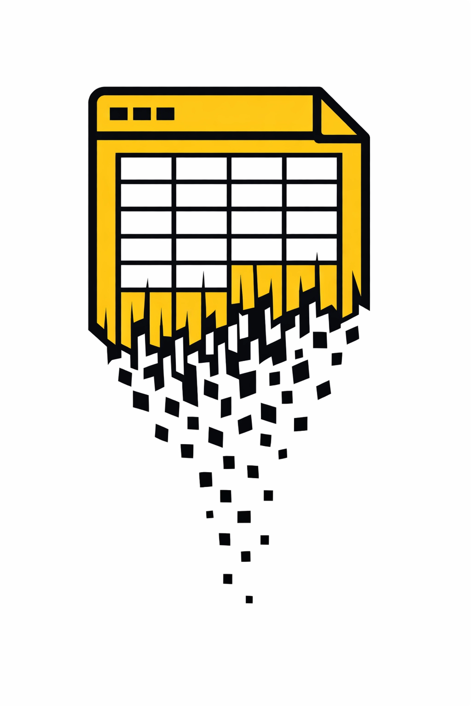 Shredded yellow spreadsheet representing corrupted employee data and the risk of poor data cleansing.