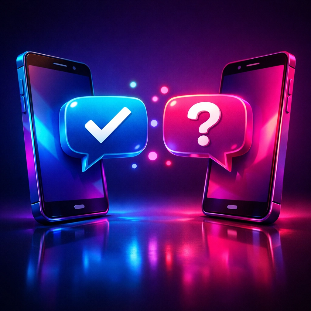 Two smartphones with chat bubbles discussing consent and boundaries before meeting from dating apps