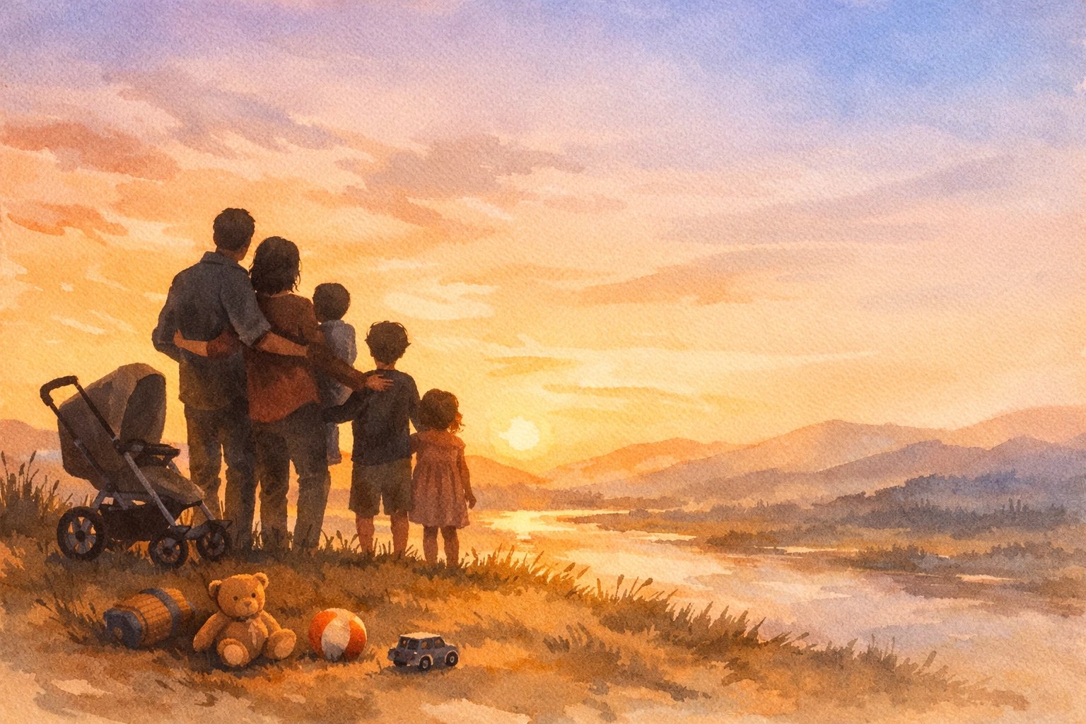 Family silhouettes united at sunset representing Despicable Me 4's Christian family values theme