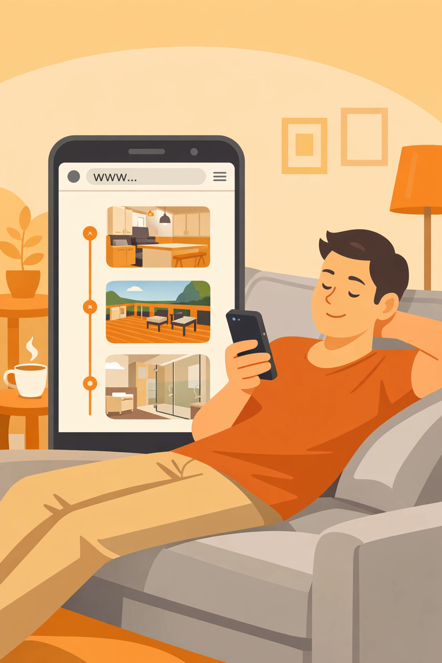 Customer viewing a professional project photo timeline in a mobile browser shared by their contractor.