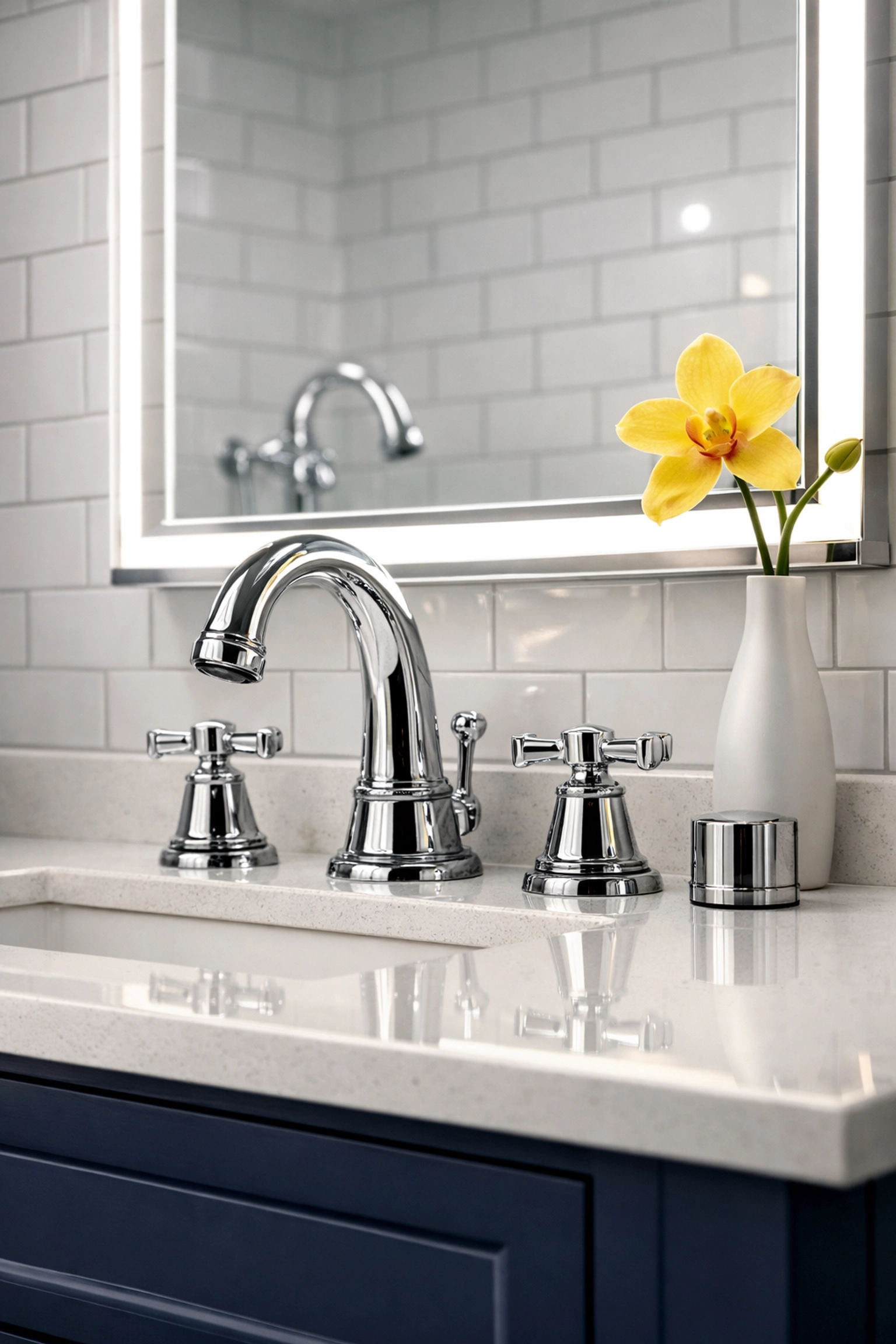 Detailed view of high-end bathroom surfaces after professional luxury residential cleaning in Marblehead.