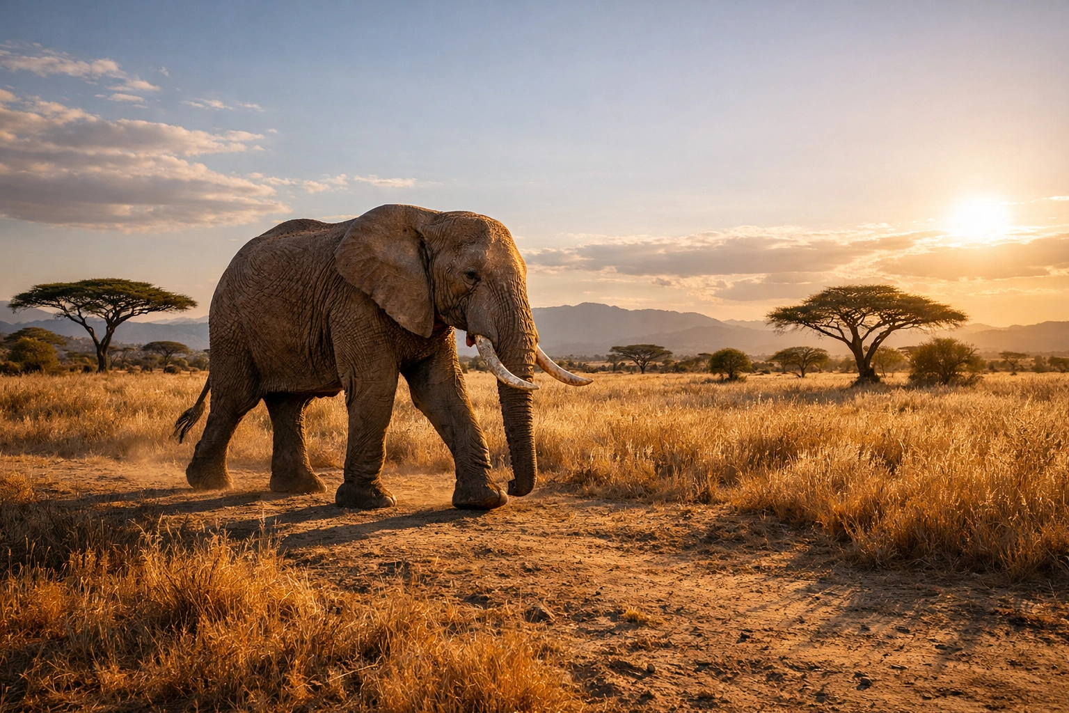 Majestic African elephant in its natural savanna habitat, illustrating ethical wildlife photography.
