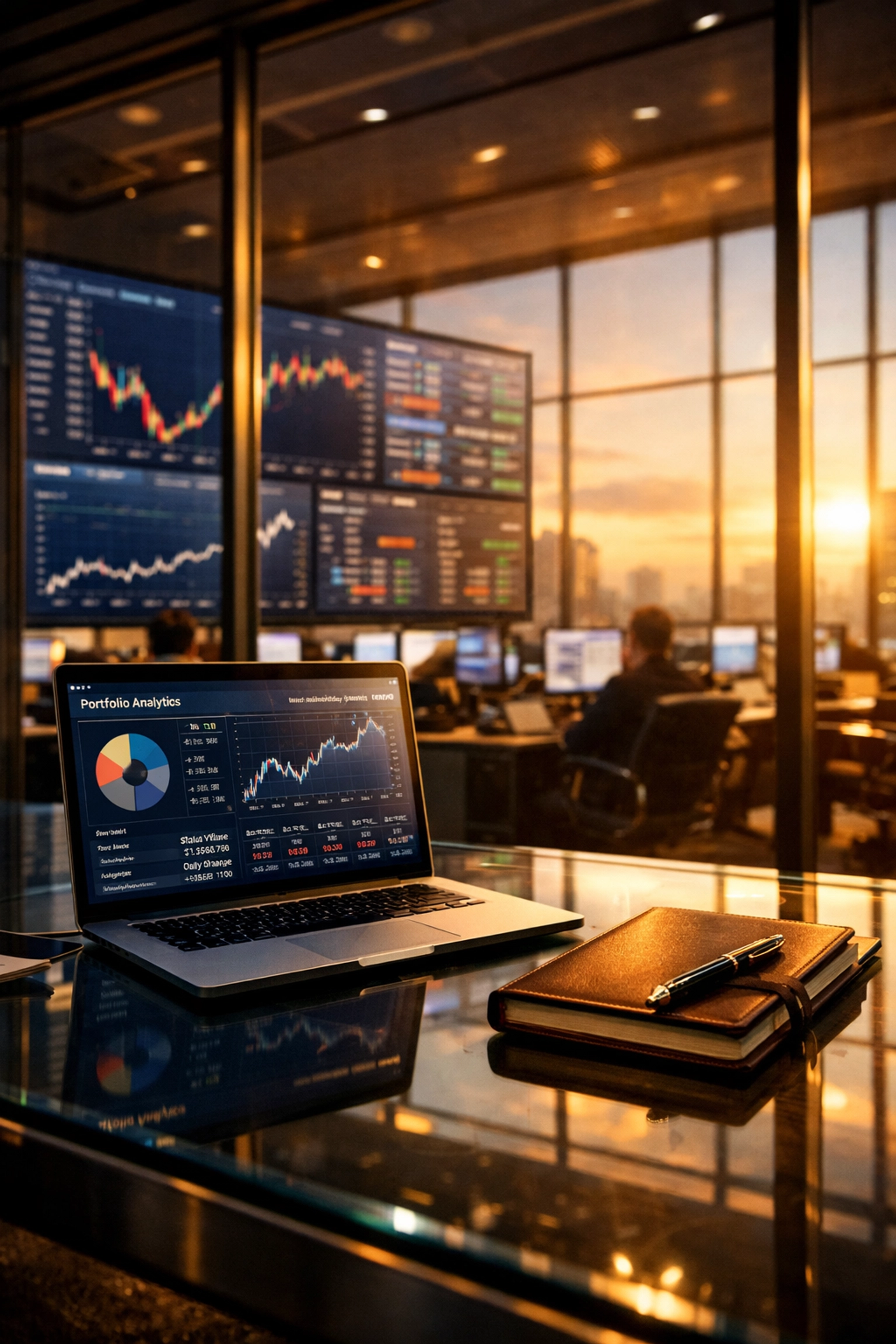 Professional investment desk with portfolio analytics for high-net-worth investor strategy