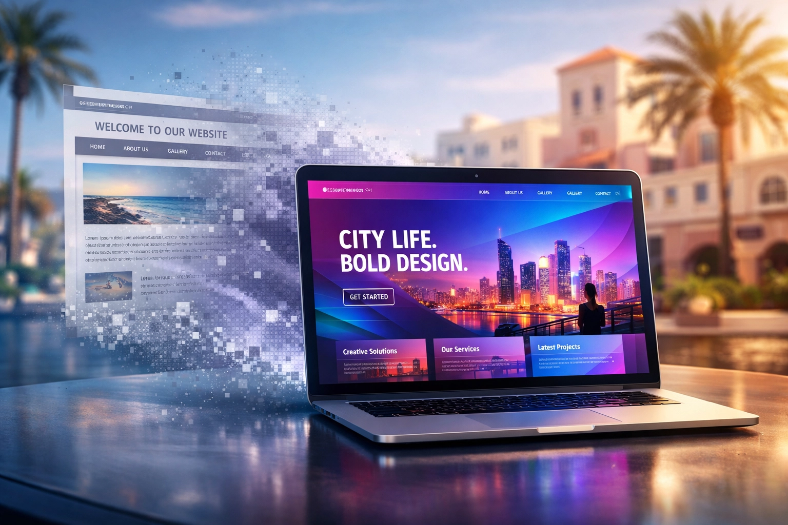 Modern website design replacing outdated website for South Florida business transformation