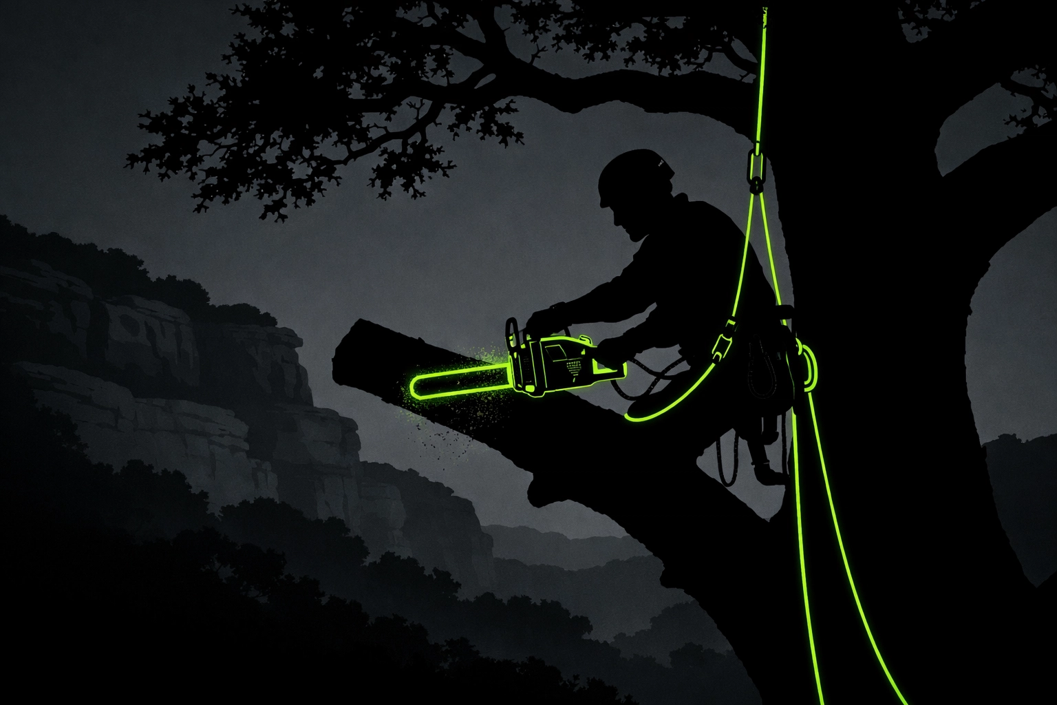 Professional arborist performing a technical cut in Miller County Missouri for a tree service.